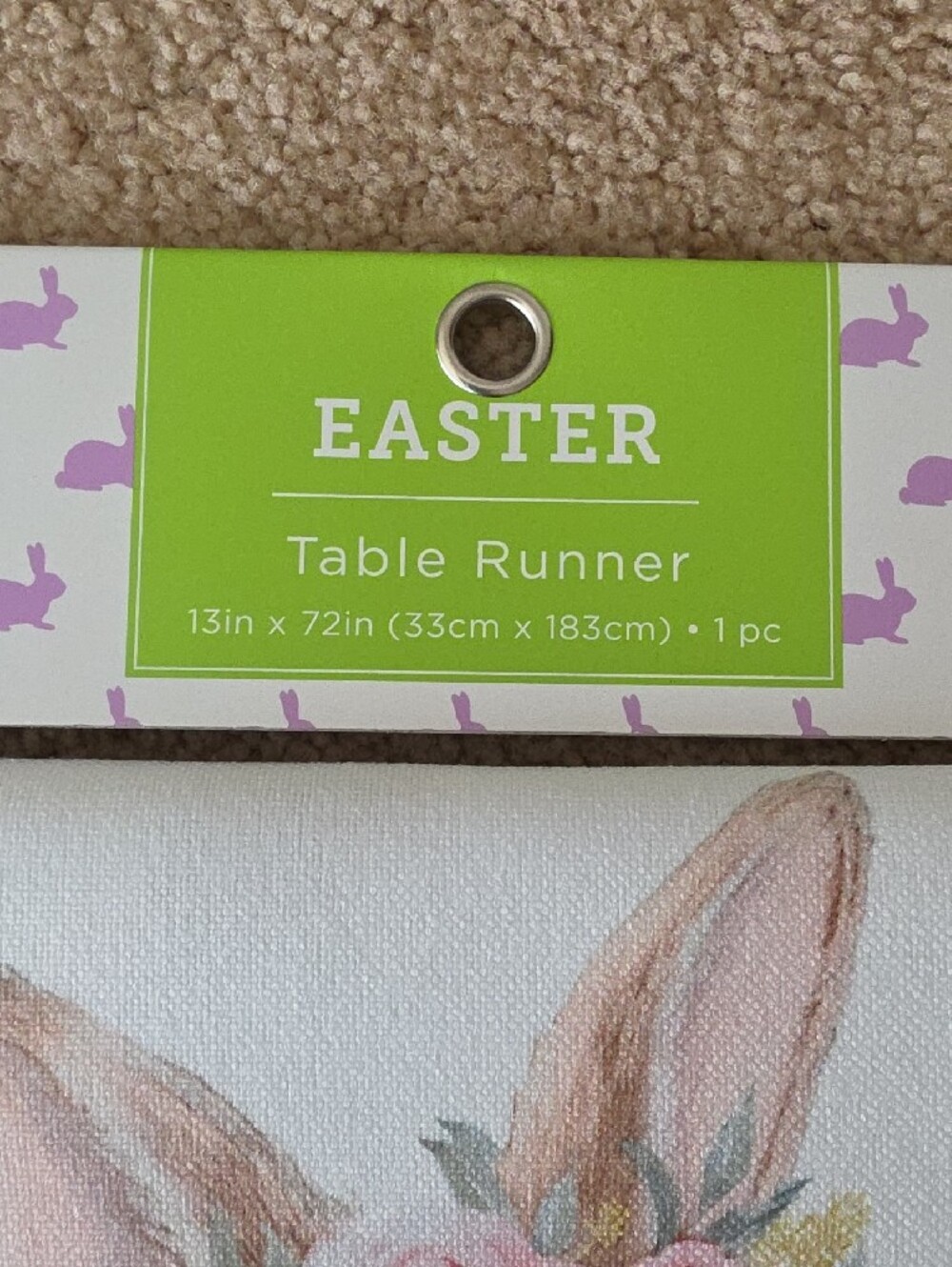 Hobby Lobby Easter Bunny Table Runner - White, Brown, Pink, Blue, Green - Picture 2 of 5